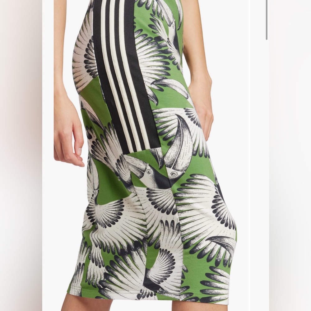 Adidas X Farm Rio Green and Black Patterned Dress - Picture 2 of 6